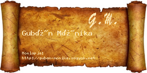 Gubán Mónika névjegykártya
